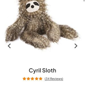 NWT retired rare Jellycat London Cyril Sloth 16” stuffed animal stuffie Plush